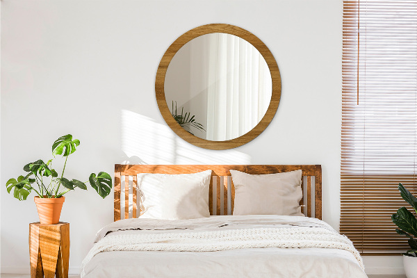 Kulaté dekorační zrcadlo Rustikální dub