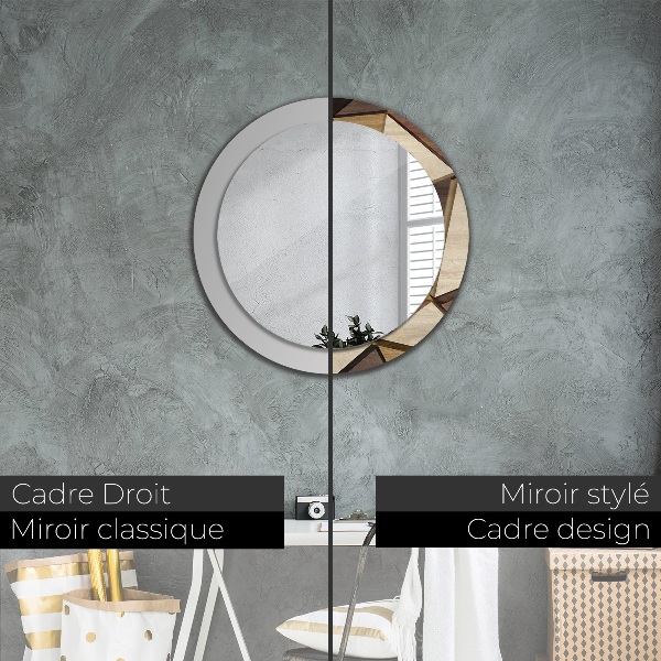 Kulaté dekorační zrcadlo Geometrické 3d dřevo