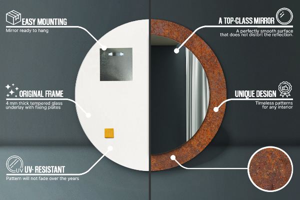 Kulaté dekorační zrcadlo Rezavý kov