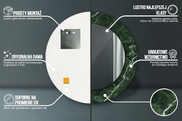 Kulaté dekorační zrcadlo Zelený mramor