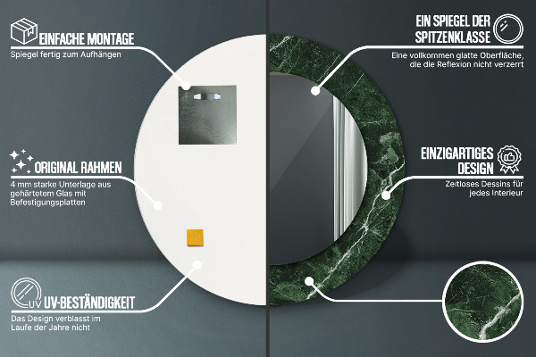 Kulaté dekorační zrcadlo Zelený mramor