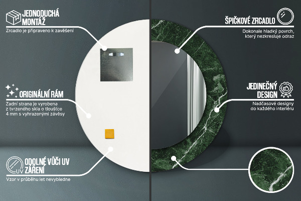 Kulaté dekorační zrcadlo Zelený mramor