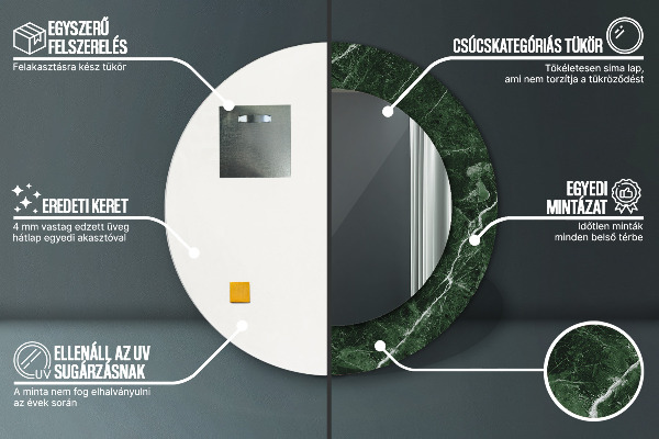 Kulaté dekorační zrcadlo Zelený mramor