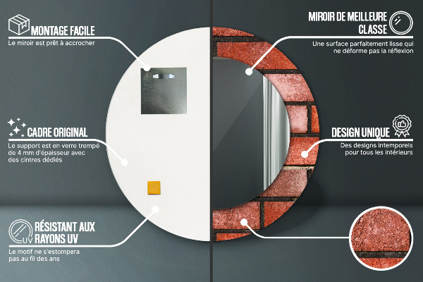 Kulaté zrcadlo s potiskem červená cihla