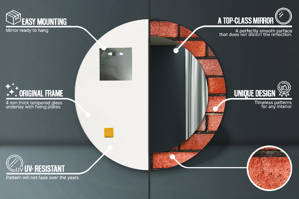 Kulaté zrcadlo s potiskem červená cihla