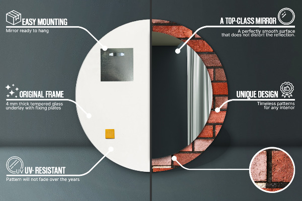 Kulaté zrcadlo s potiskem červená cihla