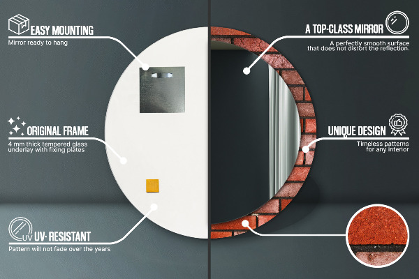 Kulaté zrcadlo s potiskem červená cihla