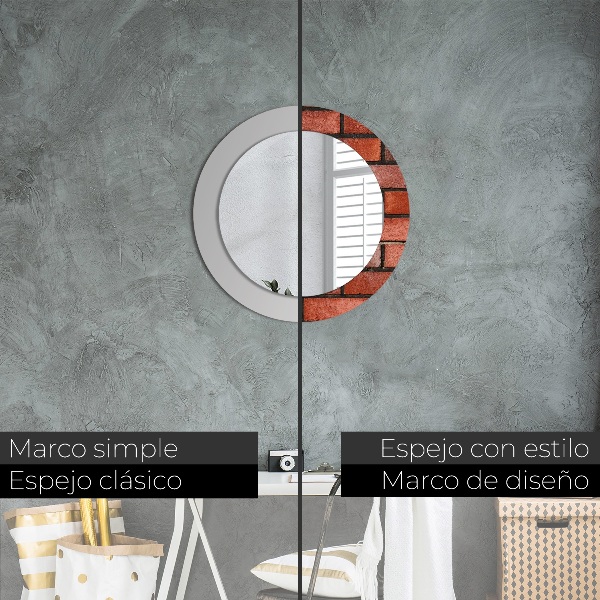 Kulaté zrcadlo s potiskem červená cihla