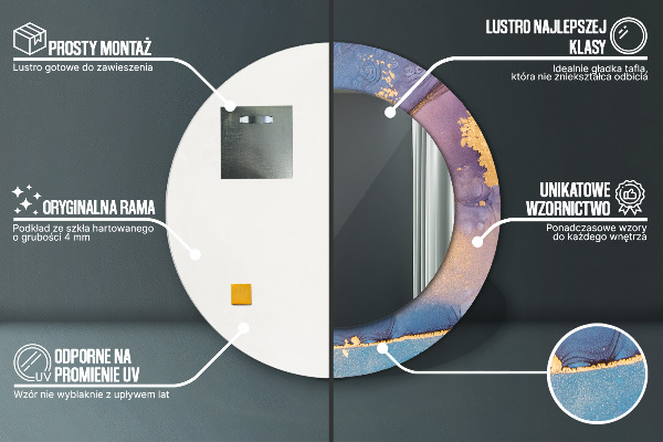 Kulaté dekorační zrcadlo na zeď Mramorový kámen