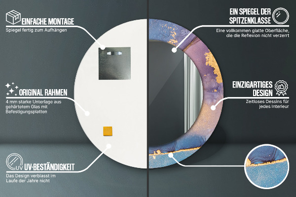 Kulaté dekorační zrcadlo na zeď Mramorový kámen