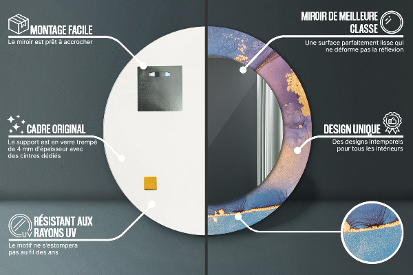 Kulaté dekorační zrcadlo na zeď Mramorový kámen