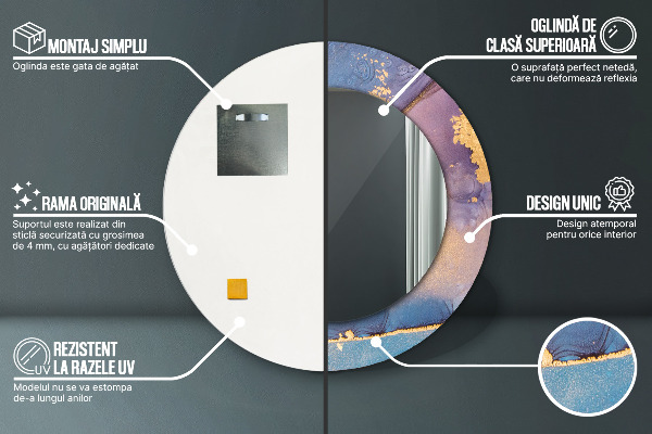 Kulaté dekorační zrcadlo na zeď Mramorový kámen