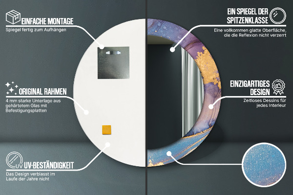 Kulaté dekorační zrcadlo na zeď Mramorový kámen