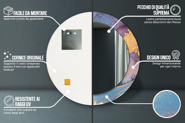 Kulaté dekorační zrcadlo na zeď Mramorový kámen