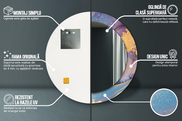 Kulaté dekorační zrcadlo na zeď Mramorový kámen