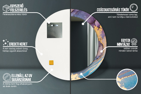 Kulaté dekorační zrcadlo na zeď Mramorový kámen