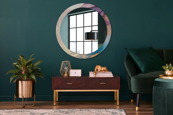 Kulaté dekorační zrcadlo na zeď Mramorový kámen