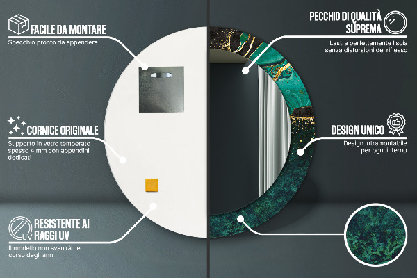 Kulaté dekorační zrcadlo na zeď Mramorová zelená