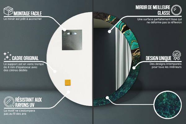 Kulaté dekorační zrcadlo na zeď Mramorová zelená