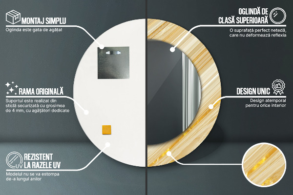 Kulaté dekorační zrcadlo na zeď Zlatý abstrakt