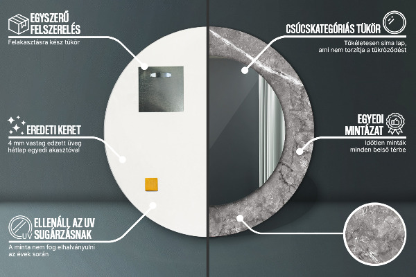 Kulaté zrcadlo rám s potiskem Rustikální mramor