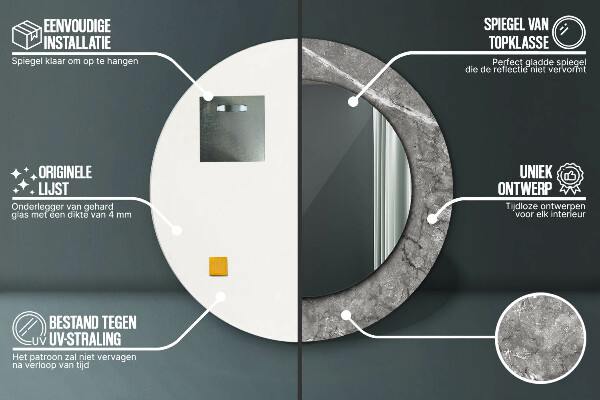 Kulaté zrcadlo rám s potiskem Rustikální mramor