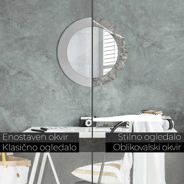 Kulaté zrcadlo rám s potiskem Rustikální mramor