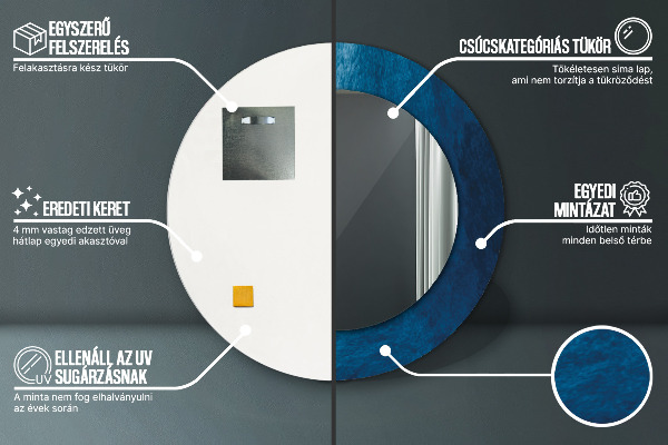 Kulaté zrcadlo rám s potiskem Abstraktní umění