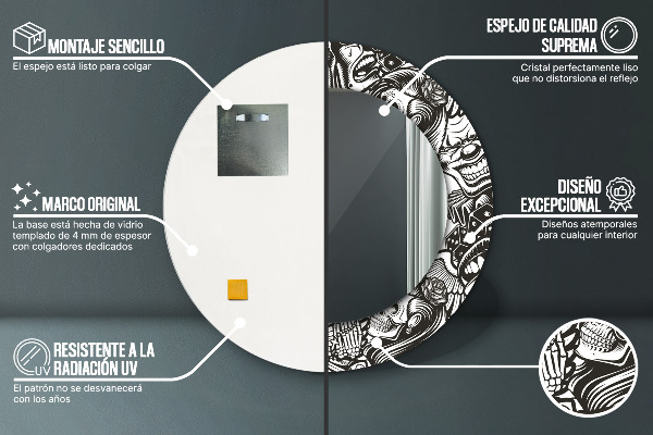 Kulaté zrcadlo rám s potiskem Abstraktní tekutina