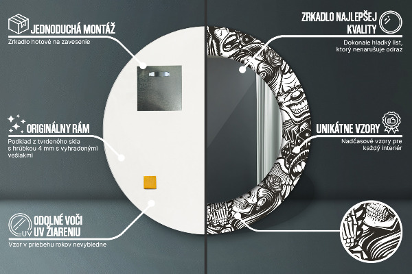 Kulaté zrcadlo rám s potiskem Abstraktní tekutina