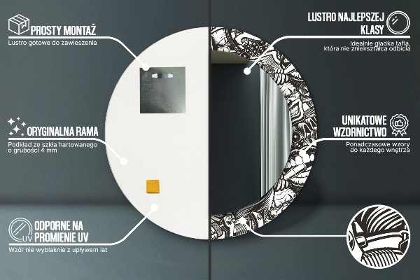 Kulaté zrcadlo rám s potiskem Abstraktní tekutina
