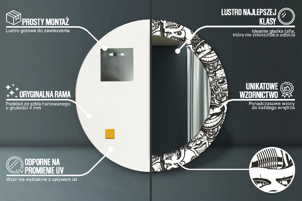 Kulaté zrcadlo rám s potiskem Abstraktní tekutina