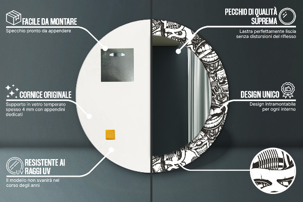 Kulaté zrcadlo rám s potiskem Abstraktní tekutina