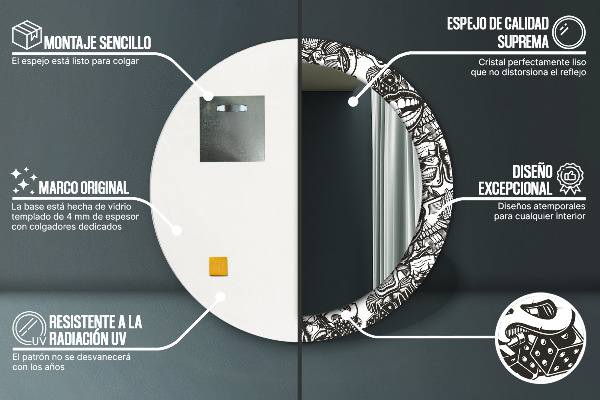 Kulaté zrcadlo rám s potiskem Abstraktní tekutina