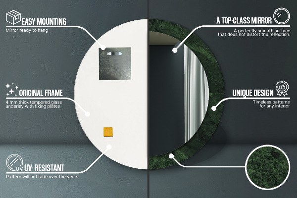 Kulaté zrcadlo rám s potiskem Zelený mramor