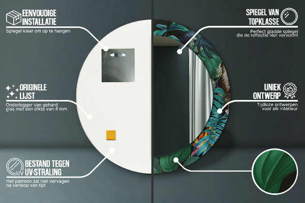 Kulaté zrcadlo rám s potiskem Les v džungli