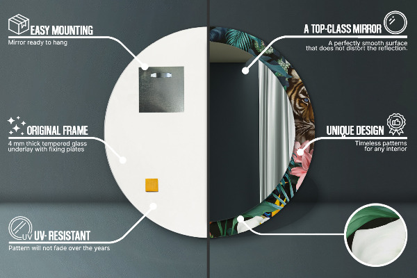 Kulaté zrcadlo rám s potiskem Les v džungli