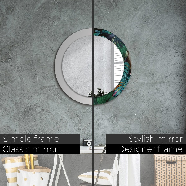 Kulaté zrcadlo rám s potiskem Les v džungli