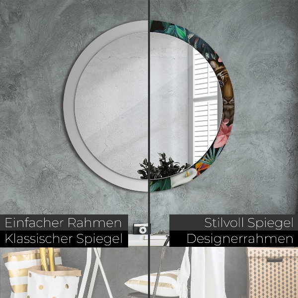 Kulaté zrcadlo rám s potiskem Les v džungli