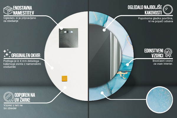 Kulaté zrcadlo rám s potiskem Abstraktní tekutina
