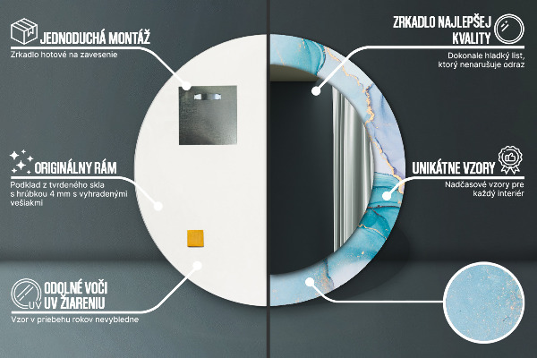Kulaté zrcadlo rám s potiskem Abstraktní tekutina