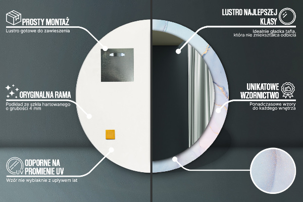 Kulaté zrcadlo rám s potiskem Abstraktní tekutina
