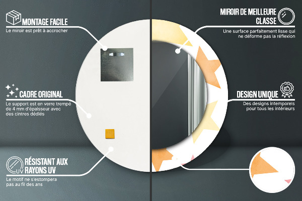 Kulaté dekorační zrcadlo na zeď Pastelové hvězdy