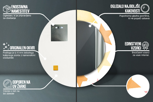 Kulaté dekorační zrcadlo na zeď Pastelové hvězdy