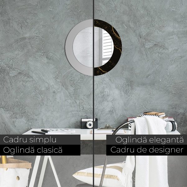 Kulaté zrcadlo s potiskem Černý mramor