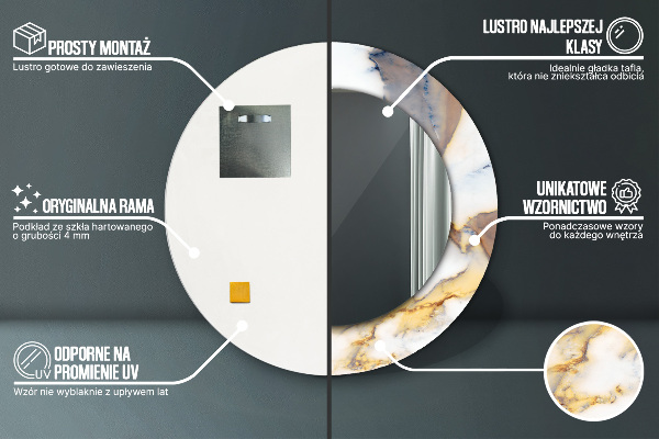 Kulaté dekorační zrcadlo Bílý mramor