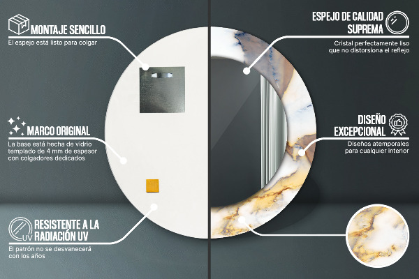 Kulaté dekorační zrcadlo Bílý mramor