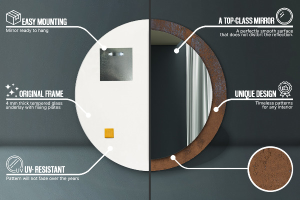 Kulaté dekorační zrcadlo Kovový rustikální