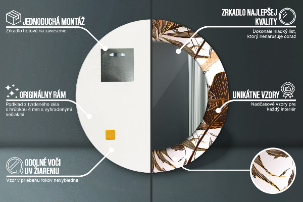 Kulaté dekorační zrcadlo palmové listy