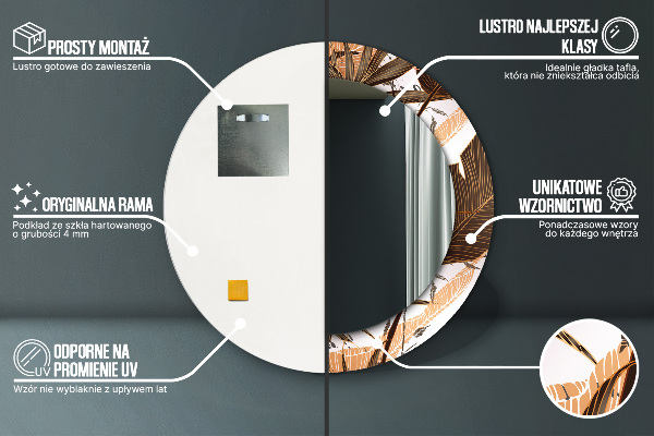 Kulaté dekorační zrcadlo palmové listy